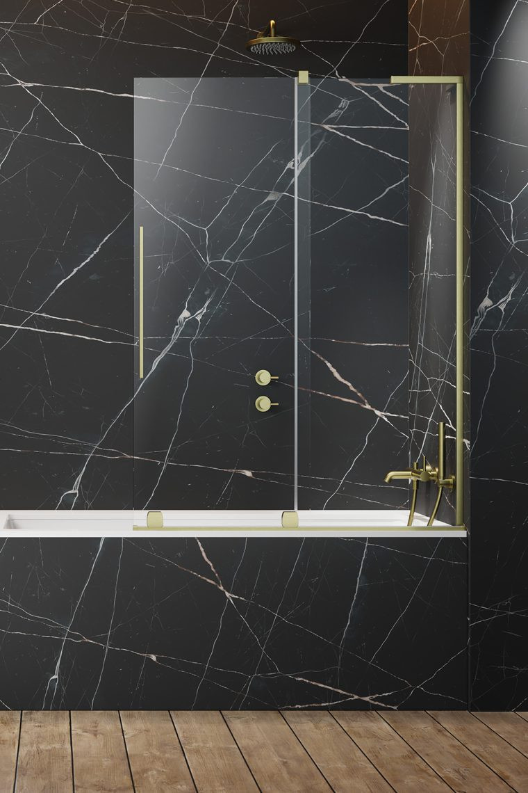 Radaway Furo SL Brushed Gold PND II parawan wannowy przesuwny 110 cm prawy złoty szczotkowany przeźroczyste Easy Clean 10309588-99-01R + 10112544-01-01