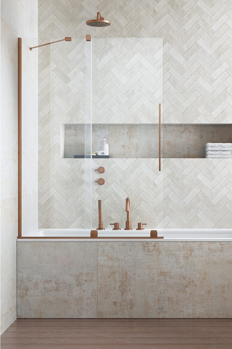 Radaway Furo Brushed Copper PND II parawan wannowy przesuwny 120 cm lewy miedź szczotkowana przeźroczyste Easy Clean 10109638-93-01L + 10112594-01-01