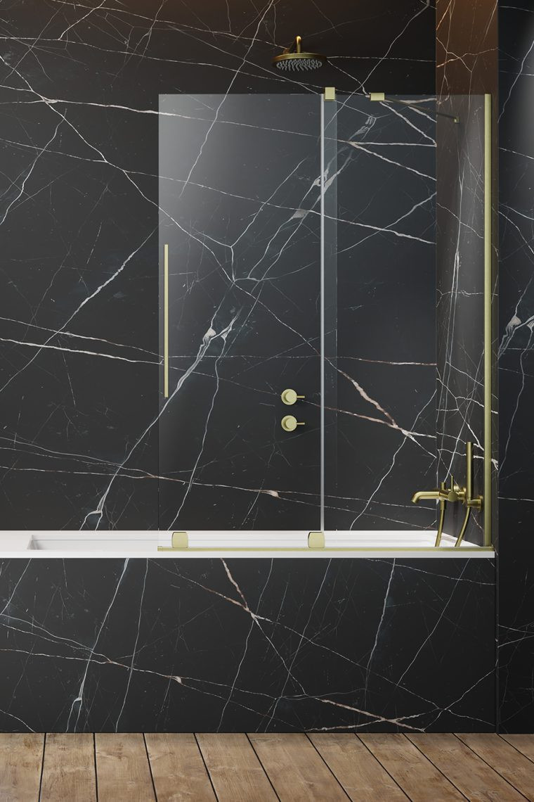 Radaway Furo Brushed Gold PND II parawan wannowy przesuwny 170 cm prawy złoty szczotkowany przeźroczyste Easy Clean 10109888-99-01R + 10112844-01-01