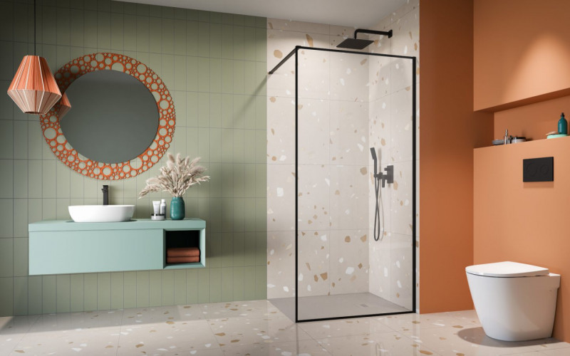 Radaway Modo F Black II kabina typu Walk-In 55 czarny L/P przeźroczyste Easy Clean 10409055-54-01