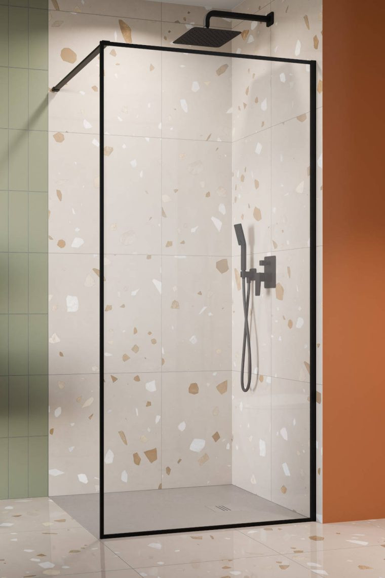 Radaway Modo F Black II kabina typu Walk-In 100 czarny L/P przeźroczyste Easy Clean 10409104-54-01