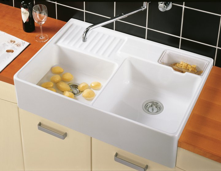 Villeroy&Boch zlewozmywak ceramiczny farmerski 2 komory z otworem na baterie Weiss Alpin CeramicPlus 632391R1HL1
