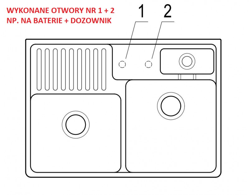 Villeroy&Boch zlewozmywak ceramiczny farmerski 2 komory z 2 otworami na baterie / dozownik Weiss Alpin CeramicPlus 632391R1HL12