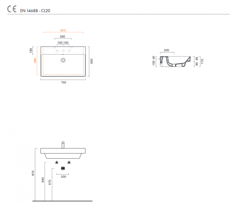 Catalano New Zero 75 umywalka 75x50 z otworem biały Cataglaze 0120751001