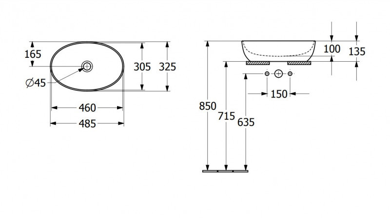 Villeroy&Boch Artis umywalka stojąca na blacie 48 cm biała weiss alpin CeramicPlus 438848R1