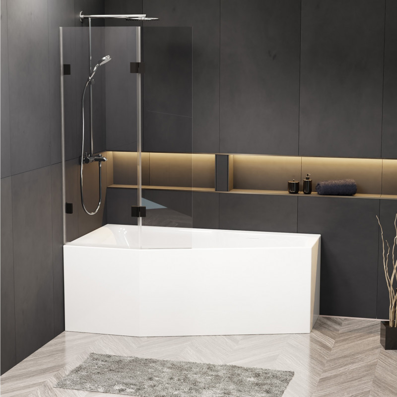 Riho Scandic NXT 500 parawan wannowy 91,5 cm do wanny Rethink Space prawej czarny przeźroczyste RIHO Shield G001171121