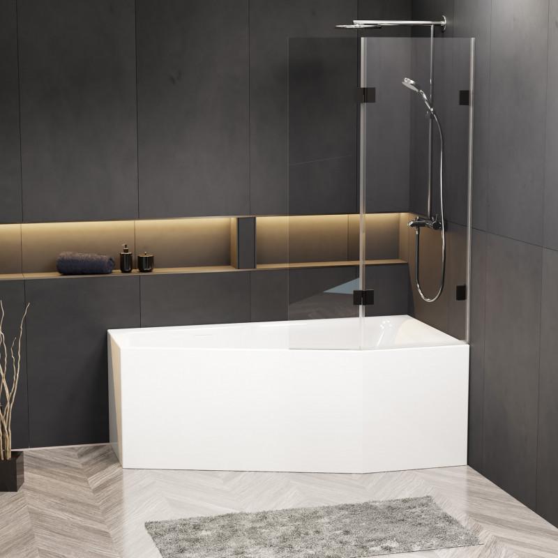 Riho Scandic NXT 500 parawan wannowy 91,5 cm do wanny Rethink Space lewej czarny przeźroczyste RIHO Shield G001172121