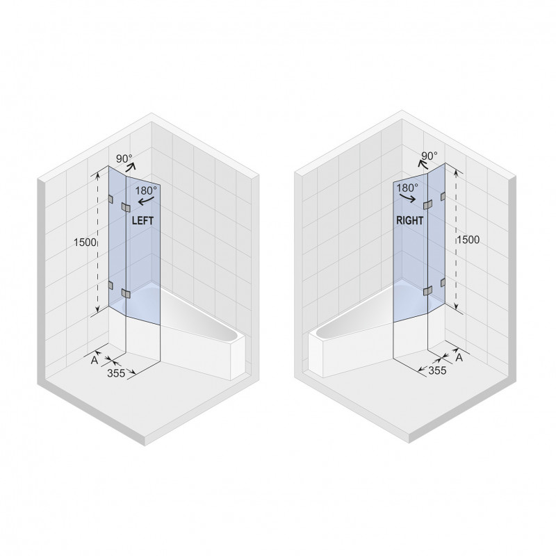 Riho Scandic NXT 500 parawan wannowy 91,5 cm do wanny Rethink Space lewej czarny przeźroczyste RIHO Shield G001172121