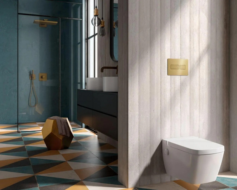 Tece Solid przycisk spłukujący metalowy do stelaża WC mosiądz szczotkowany 9240436