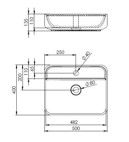 Elita Enzo umywalka nablatowa ceramiczna 50x40 biała 145082