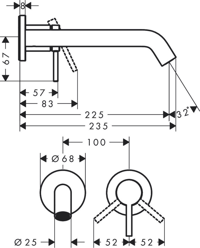 Hansgrohe Tecturis S bateria umywalkowa podtynkowa z wylewką 22,5cm brąz szczotkowany 73351140
