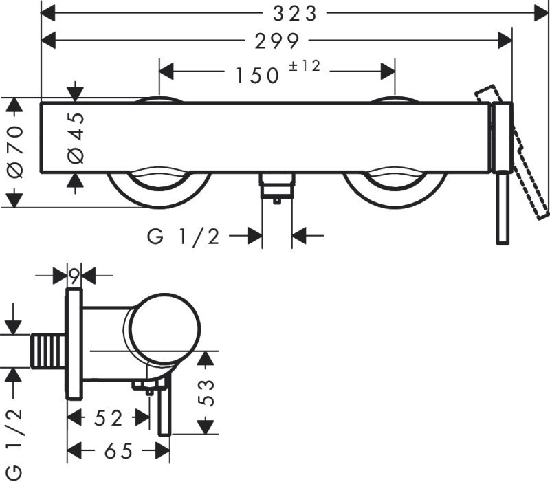 Hansgrohe Tecturis S bateria prysznicowa ścienna czarny matowy 73622670
