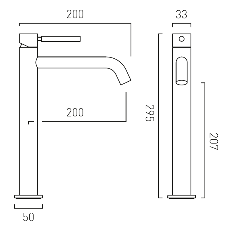 Vado Origins bateria umywalkowa wysoka bez korka złoty polerowany IND-ORI200E/SB-BG