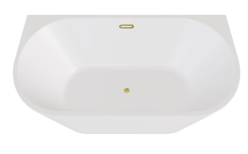 Besco Vica New wanna wolnostojąca przyścienna 160x80 cm akryl biały klik-klak złoty WAS-160VNZL