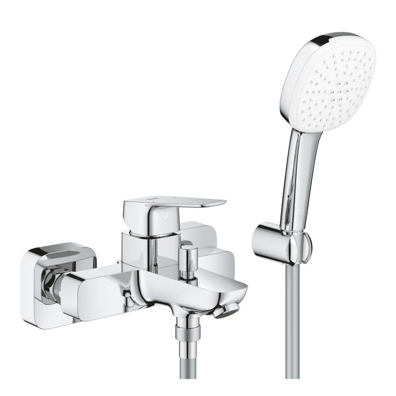 Grohe Cubeo bateria wannowa ścienna z zestawem prysznicowym chrom 1018140000