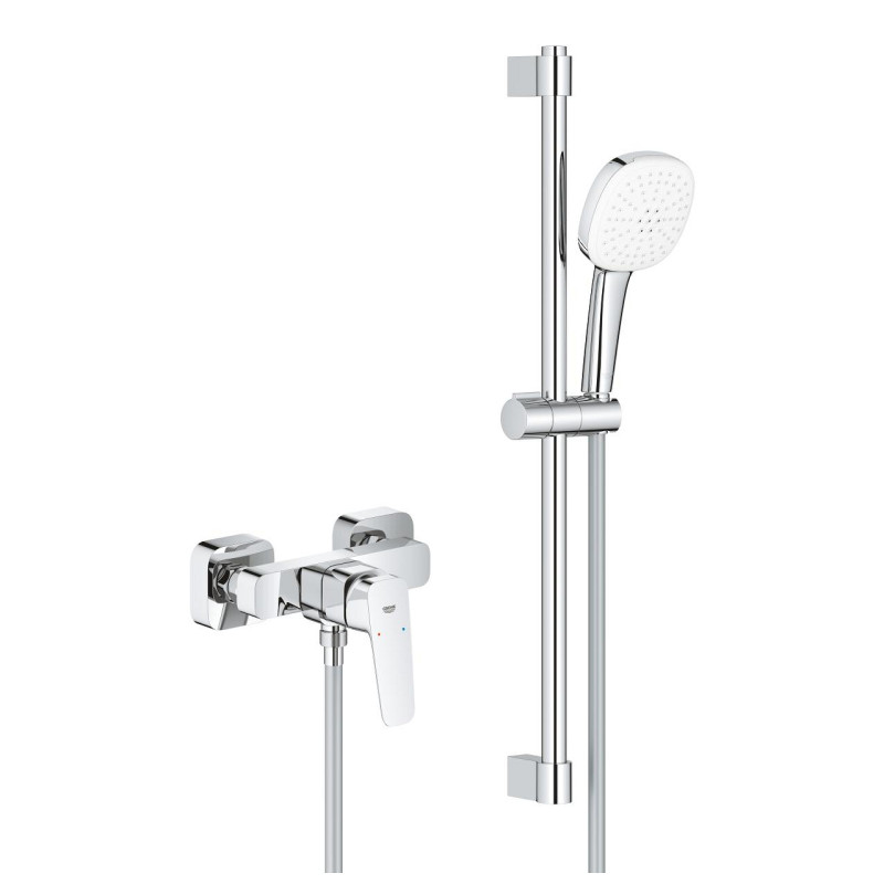 Grohe Cubeo bateria prysznicowa ścienna z zestawem prysznicowym chrom 1018250000