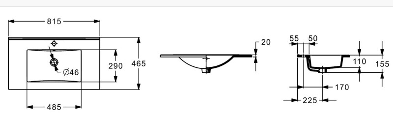 Roca Hebe Slim umywalka meblowa 81,5x46,5 biały A3272A4000