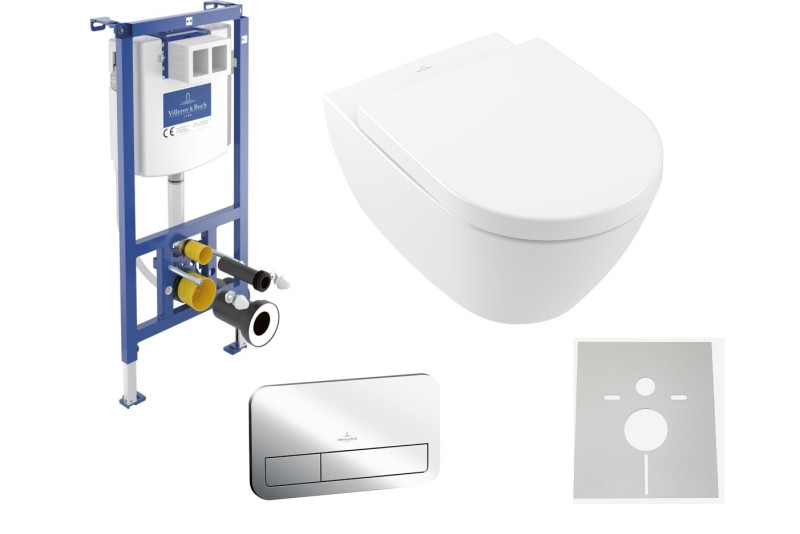 Villeroy&Boch ViConnect + Subway 2.0 Directflush - Zestaw 5w1 - kompletny stelaż + muszla + deska wolnoopadająca