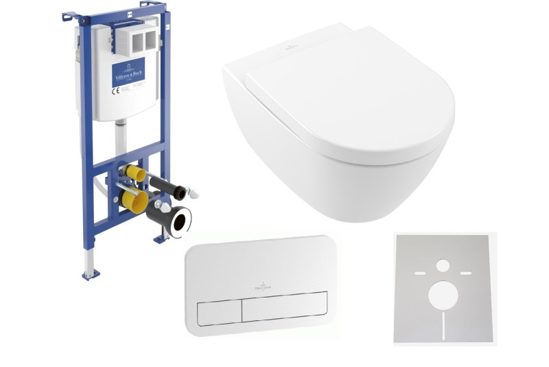 Villeroy&Boch ViConnect + Subway 2.0 Directflush - Zestaw 5w1 - kompletny stelaż + muszla + deska wolnoopadająca