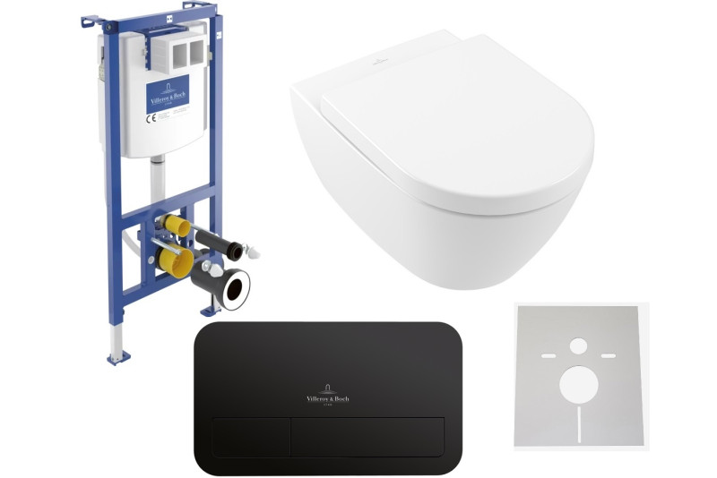 Villeroy&Boch ViConnect + Subway 2.0 Directflush - Zestaw 5w1 - kompletny stelaż + muszla + deska wolnoopadająca