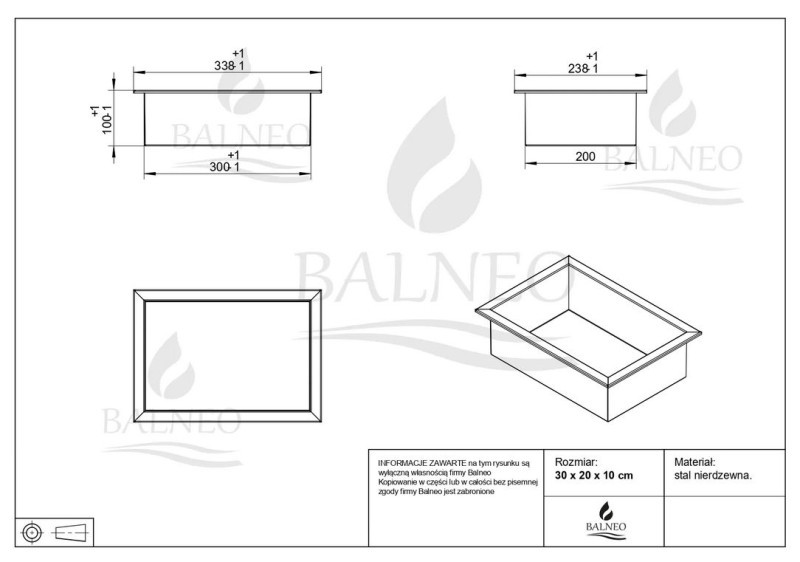 BALNEO WALL-BOX ONE Półka 30x20x10 cm podtynkowa, wnękowa, do zabudowy stal nierdzewna biały B0101050210-1-1