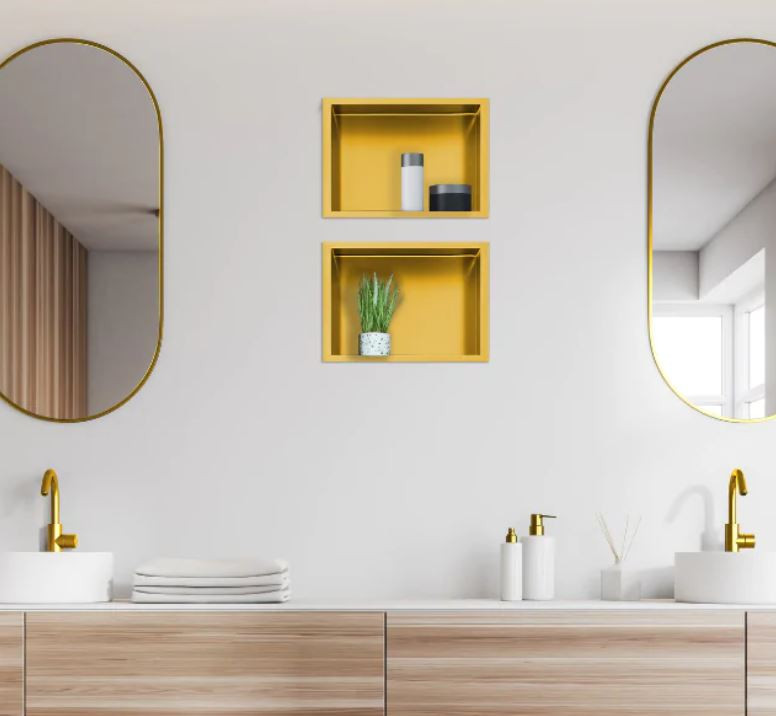 BALNEO WALL-BOX ONE Półka 30x20x10 cm podtynkowa, wnękowa, do zabudowy stal nierdzewna, powłoka PVD gold złoty szczotkowany B0101030310-1
