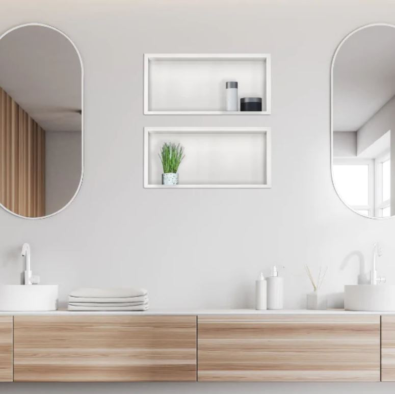 BALNEO WALL-BOX ONE Półka 45x20x10 cm podtynkowa, wnękowa, do zabudowy stal nierdzewna biały B0101050210-2