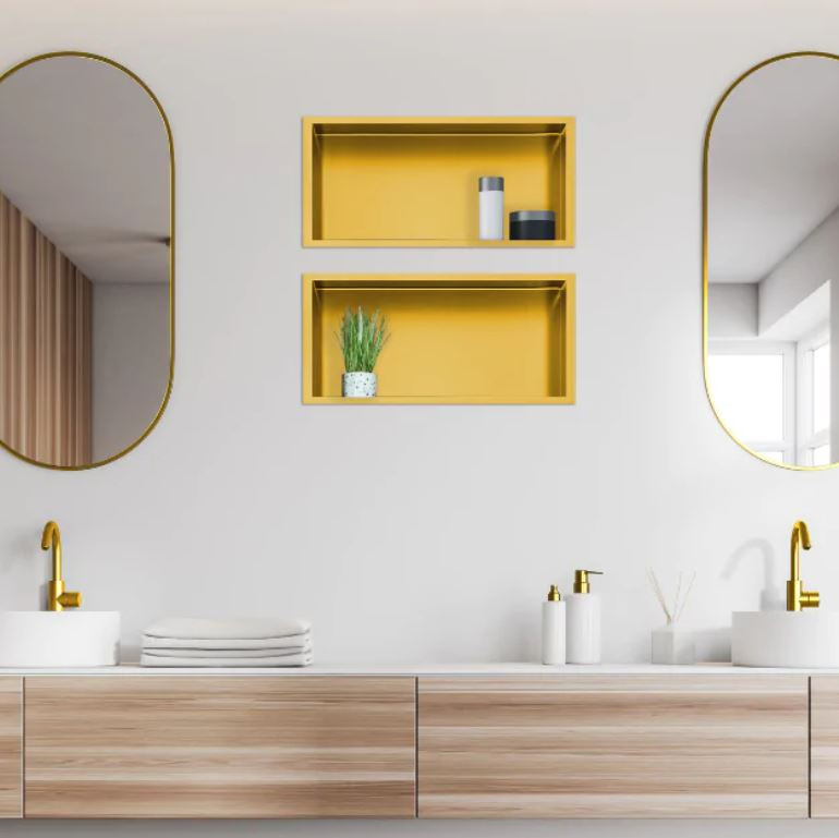 BALNEO WALL-BOX ONE Półka 45x20x10 cm podtynkowa, wnękowa, do zabudowy stal nierdzewna powłoka PVD złoty szczotkowany B0101030310-2