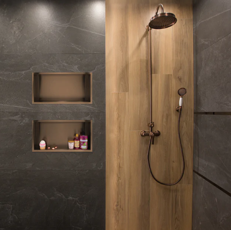 BALNEO WALL-BOX ONE Półka 45x20x10 cm podtynkowa, wnękowa, do zabudowy stal nierdzewna powłoka PVD miedź szczotkowana B0101040310-2