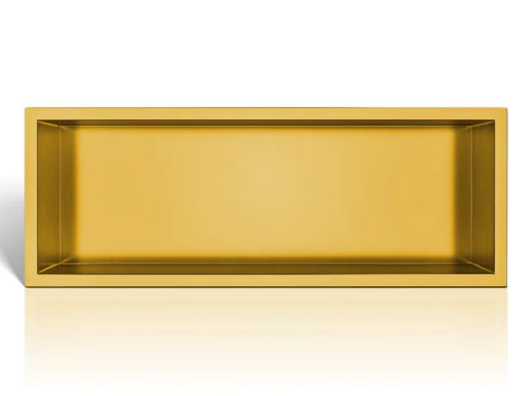 BALNEO WALL-BOX ONE Półka 60x20x10 cm podtynkowa, wnękowa, do zabudowy stal nierdzewna PVD złoty szczotkowany B0101030310-3
