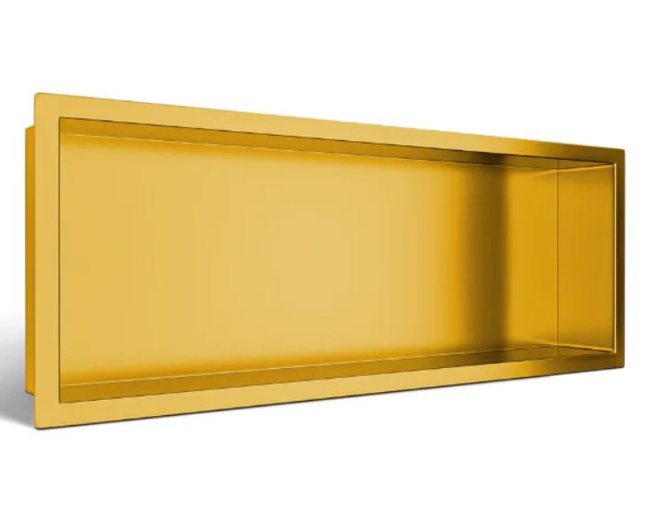 BALNEO WALL-BOX ONE Półka 60x20x10 cm podtynkowa, wnękowa, do zabudowy stal nierdzewna PVD złoty szczotkowany B0101030310-3