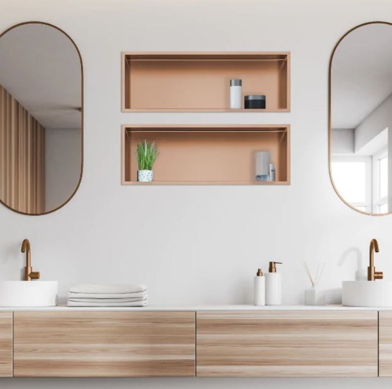 BALNEO WALL-BOX ONE Półka 60x20x10 cm podtynkowa, wnękowa, do zabudowy stal nierdzewna PVD miedź szczotkowana B0101040310-3