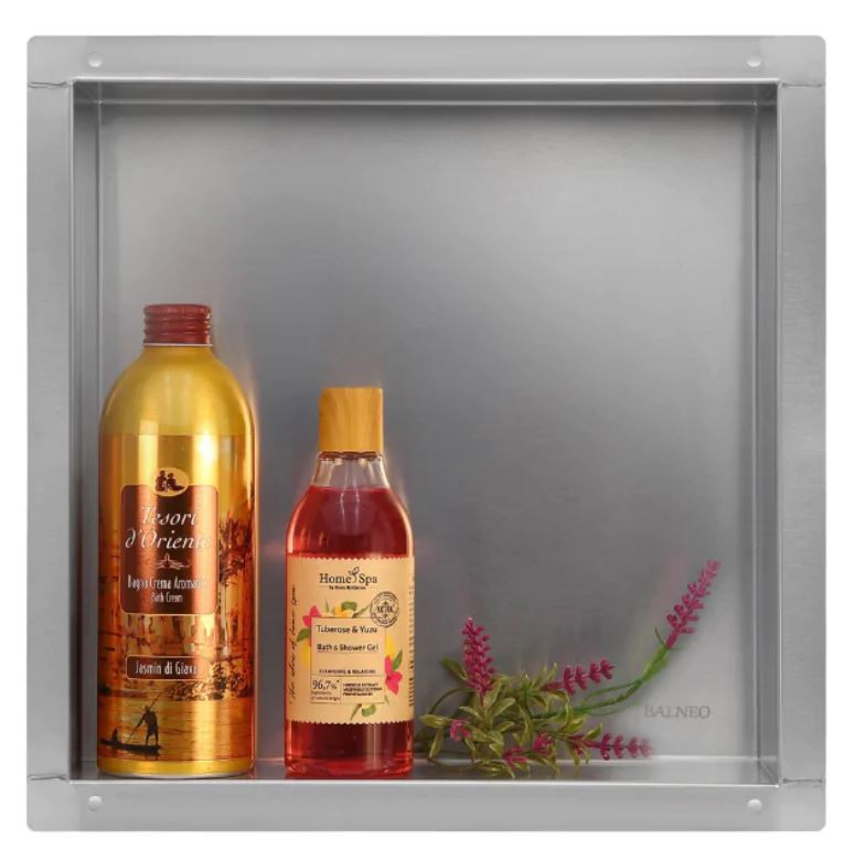 BALNEO WALL BOX No Rim Półka 30x30x7 cm podtynkowa bez kołnierza, wnękowa, do zabudowy stal nierdzewna inox OB-IN1-NR