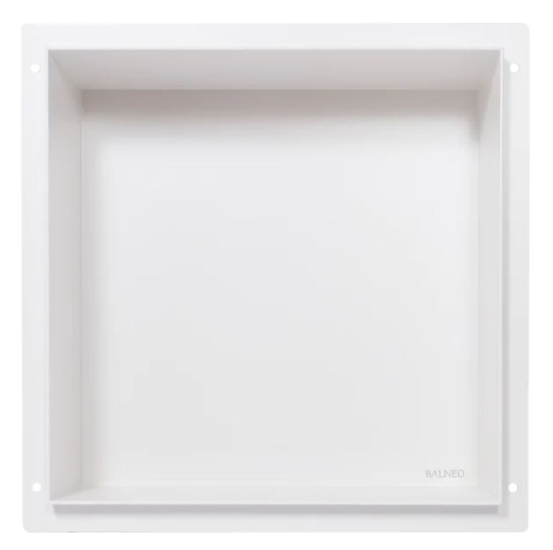BALNEO WALL BOX No Rim Półka 30x30x7 cm podtynkowa bez kołnierza, wnękowa, do zabudowy stal nierdzewna biały OB-WH1-NR