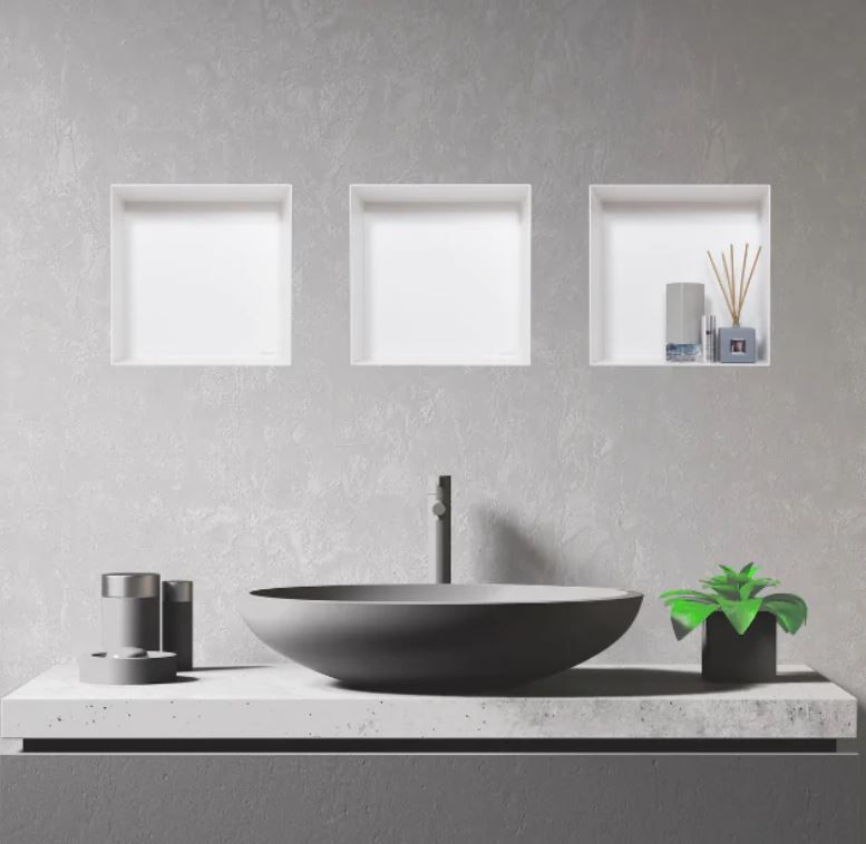 BALNEO WALL BOX No Rim Półka 30x30x10 cm podtynkowa bez kołnierza, wnękowa, do zabudowy stal nierdzewna biały OB-WH2-NR