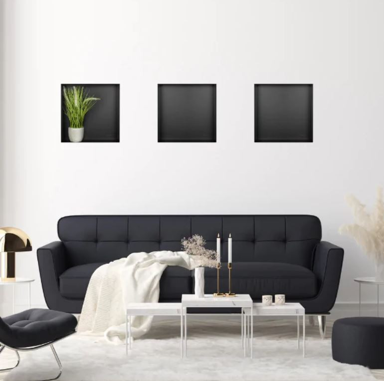 BALNEO WALL BOX No Rim Półka 30x30x10 cm podtynkowa bez kołnierza, wnękowa, do zabudowy stal nierdzewna teflon czarny OB-BL2-NR