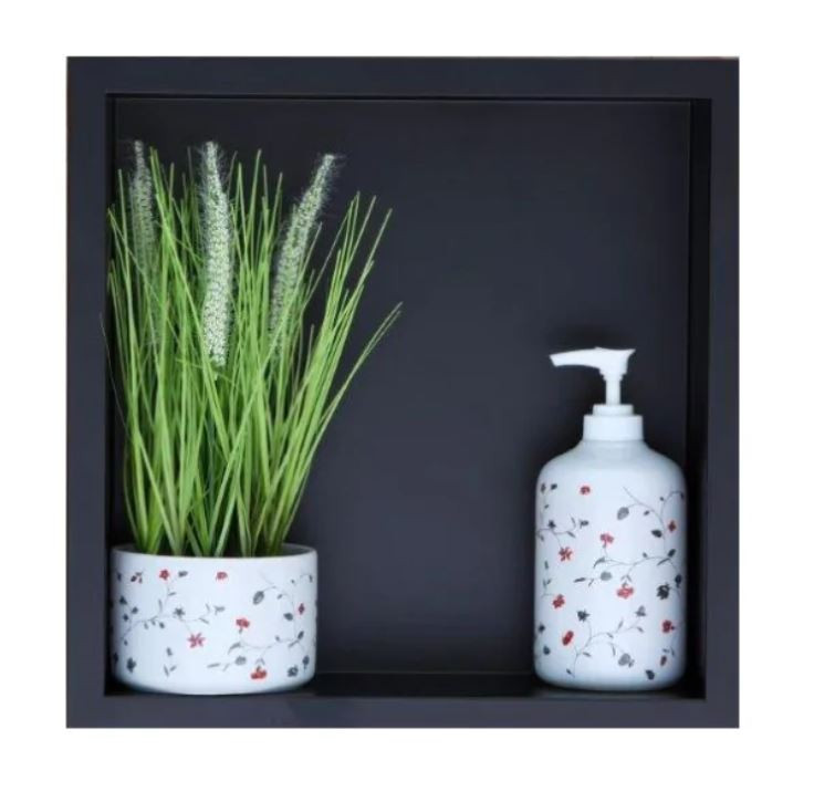 BALNEO WALL-BOX ONE Półka 30x30x7 cm podtynkowa, wnękowa, do zabudowy stal nierdzewna teflon czarny OB-BL1