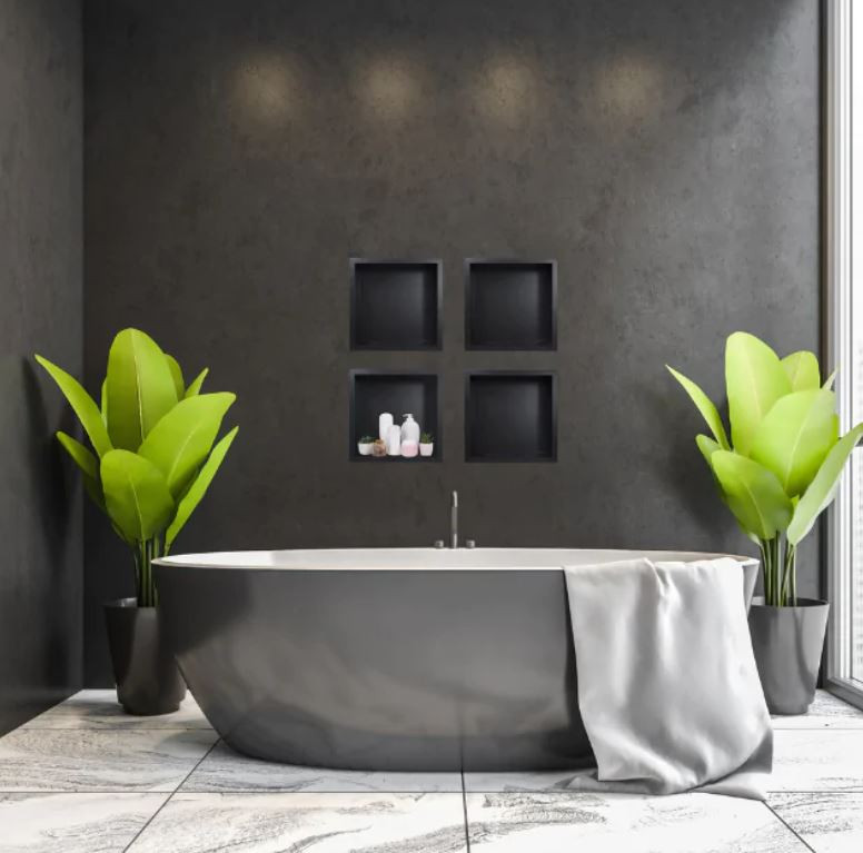 BALNEO WALL-BOX ONE Półka 30x30x7 cm podtynkowa, wnękowa, do zabudowy stal nierdzewna teflon czarny OB-BL1