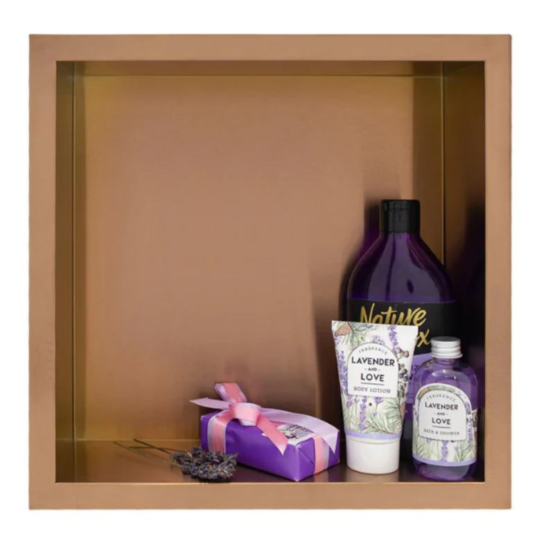 BALNEO WALL-BOX ONE Półka 30x30x7 cm podtynkowa, wnękowa, do zabudowy stal nierdzewna PVD cooper miedź szczotkowana OB-CO1