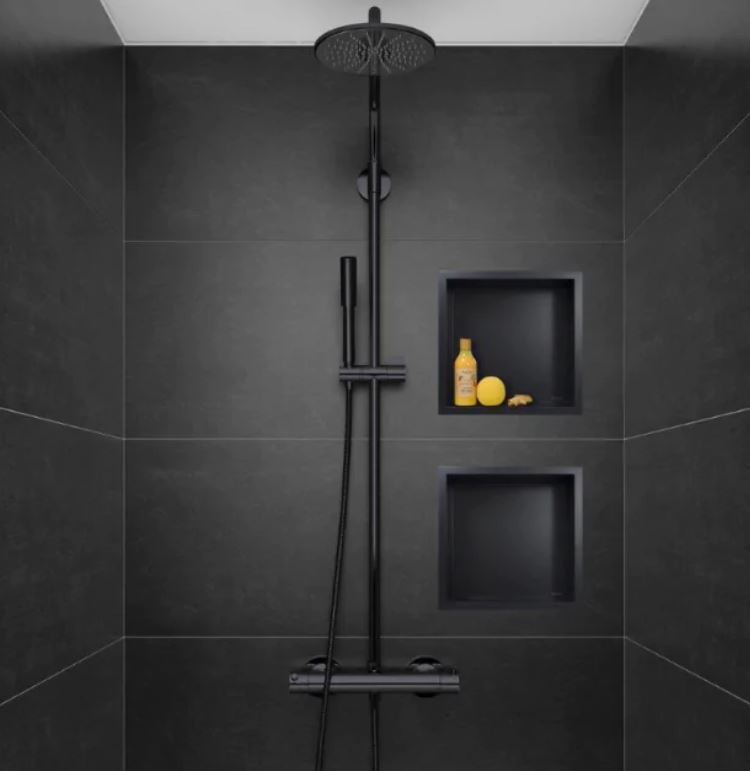 BALNEO WALL-BOX ONE Półka 30x30x10 cm podtynkowa, wnękowa, do zabudowy stal nierdzewna teflon czarny OB-BL2