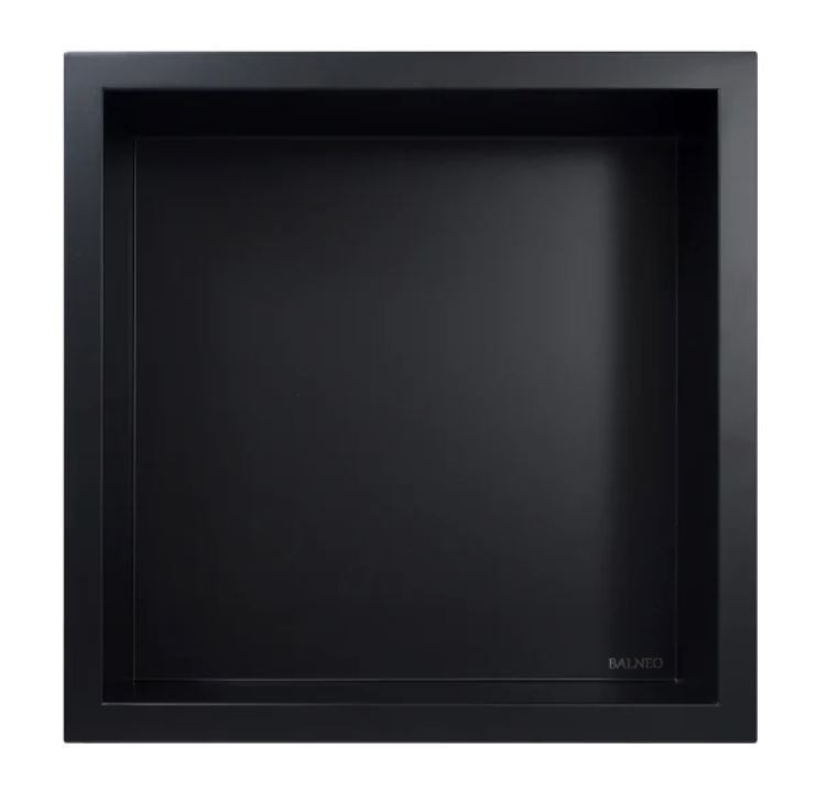 BALNEO WALL-BOX ONE Półka 30x30x10 cm podtynkowa, wnękowa, do zabudowy stal nierdzewna teflon czarny OB-BL2