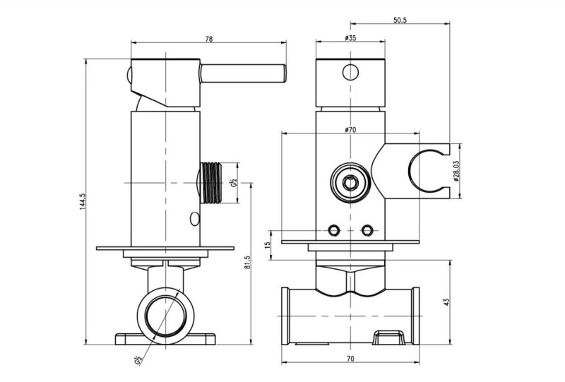 Kohlman Axel Gray bateria bidetowa podtynkowa - bidetta grafit szczotkowany QW135AG