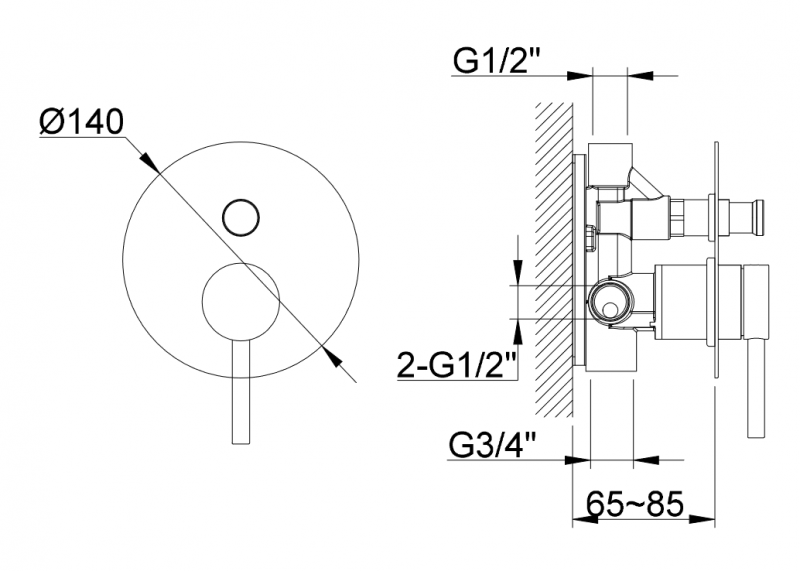 Kohlman Axel Gray podtynkowa bateria wannowo-prysznicowa grafit szczotkowany QW210AG