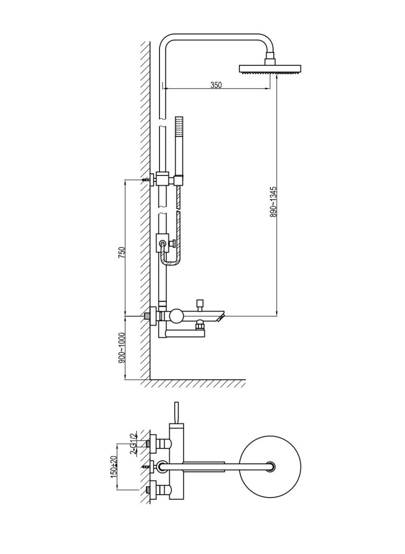 Kohlman Maxima zestaw prysznicowy z deszczownicą i wylewką chrom QW277M