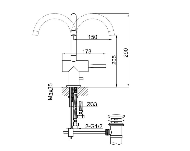 Kohlman Maxima bateria umywalkowa wysoka chrom QB150M