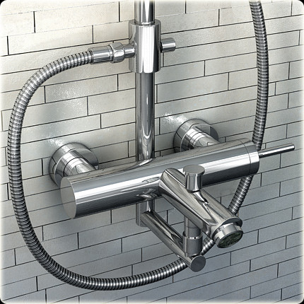 Kohlman Maxima zestaw prysznicowy z deszczownicą i wylewką chrom QW277M