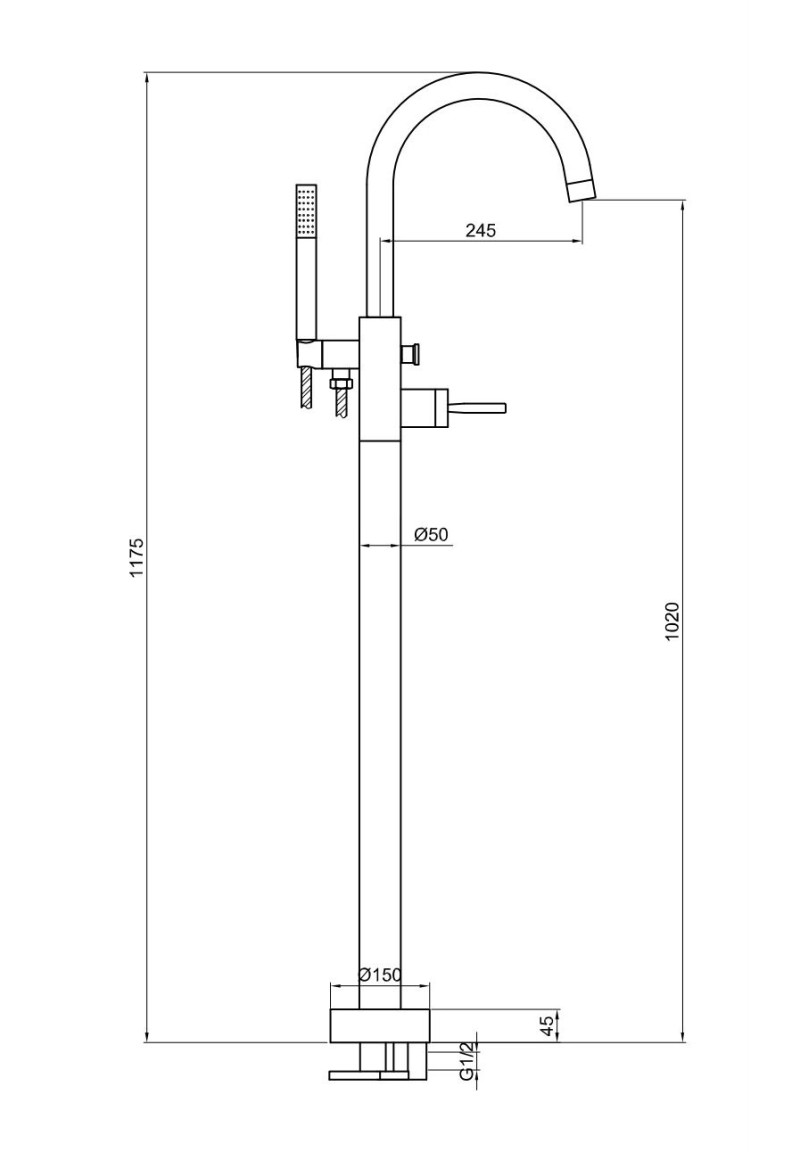 Kohlman Maxima bateria wannowa podłogowa chrom QF1170M