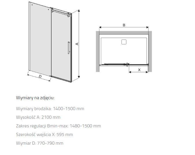Sanplast Altus D2/ALTIIa drzwi suwane 140-150 cm chrom połysk przeźroczyste 600121154142401