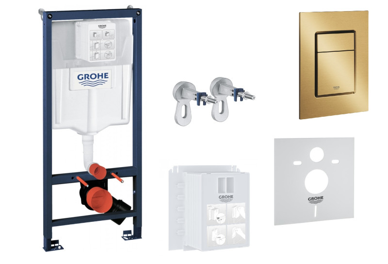 Grohe Rapid SL Skate Cosmopolitan S stelaż podtynkowy do WC 5w1 kompletny z przyciskiem 37535GN0 Brushed Cool Sunrise złoty szczotkowany