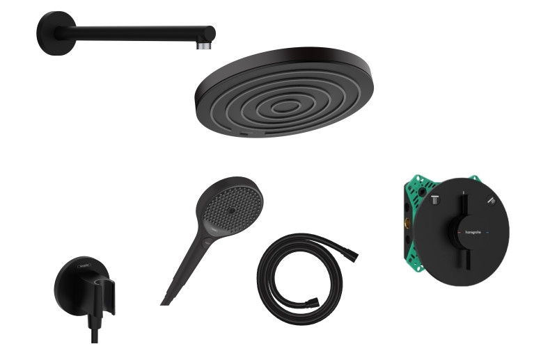 Hansgrohe DuoTurn S zestaw podtynkowy z deszczownicą Pulsify S 26x26 kompletny czarny matowy 75418670NAT01